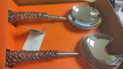 Ложки для салата решетчатые (набор 2 шт.) Mukul Goyal Lattice Spoons Nickel Plated Brass & Stainless Steel (set of 2) MG044