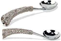 Ложки для салата решетчатые (набор 2 шт.) Mukul Goyal Lattice Spoons Nickel Plated Brass & Stainless Steel (set of 2) MG044